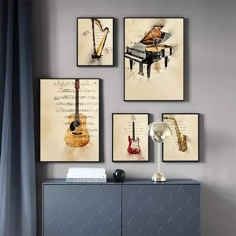 Picture Of Musical Instrument - Pôster de Pintura em Tela Estilo