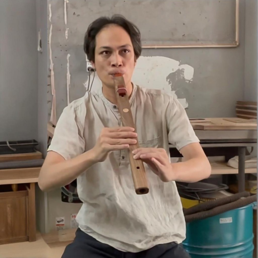 Musical Instrument Indian - Flauta Vertical de Madeira com Tons