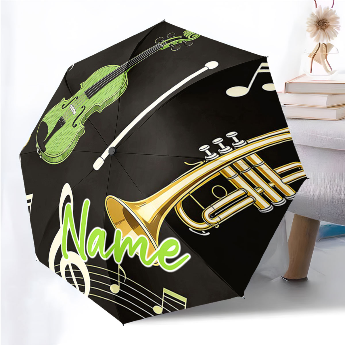 Musical Instrument And Names - Guarda-chuva Dobrável com Design de Instrumento